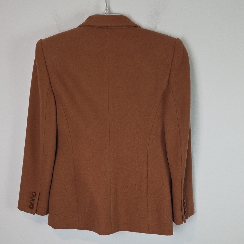 Vintage Ralph Lauren brown grandpa women's blazer wool cashmere size 2P - Picture 9 of 10